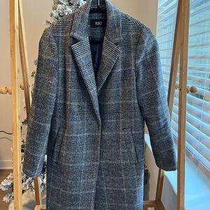 Korean brand“VISIT IN NEWYORK” Plaid Glen Gray Check Wool Blend Coat/Size Small